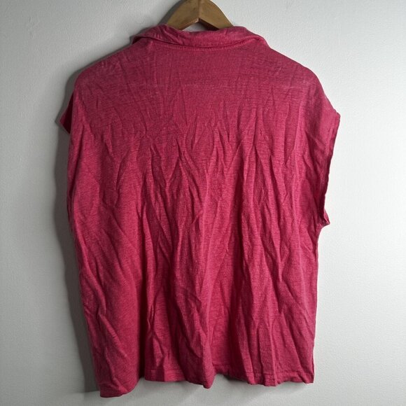 Ecoalf Shirt Womens XL Pink 100% Linen Sustainable Short Sleeve Polo Top - Picture 10 of 12